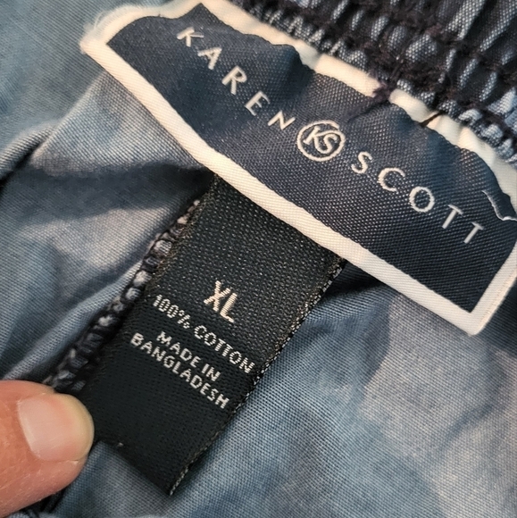 Karen Scott Chambray Cotton Drawstring Printed Shorts - Picture 7 of 9